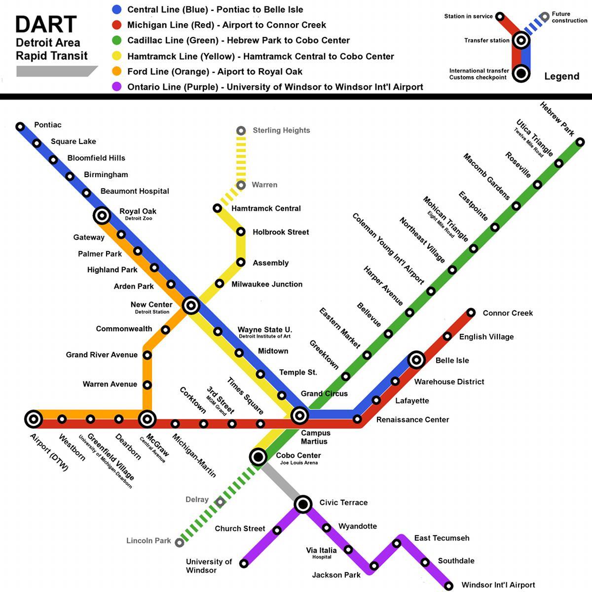 डेट्रायट ट्रेन का नक्शा