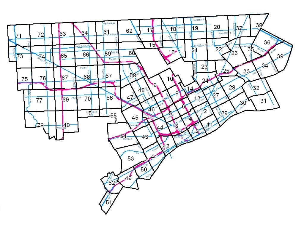 डेट्रायट zoning नक्शा
